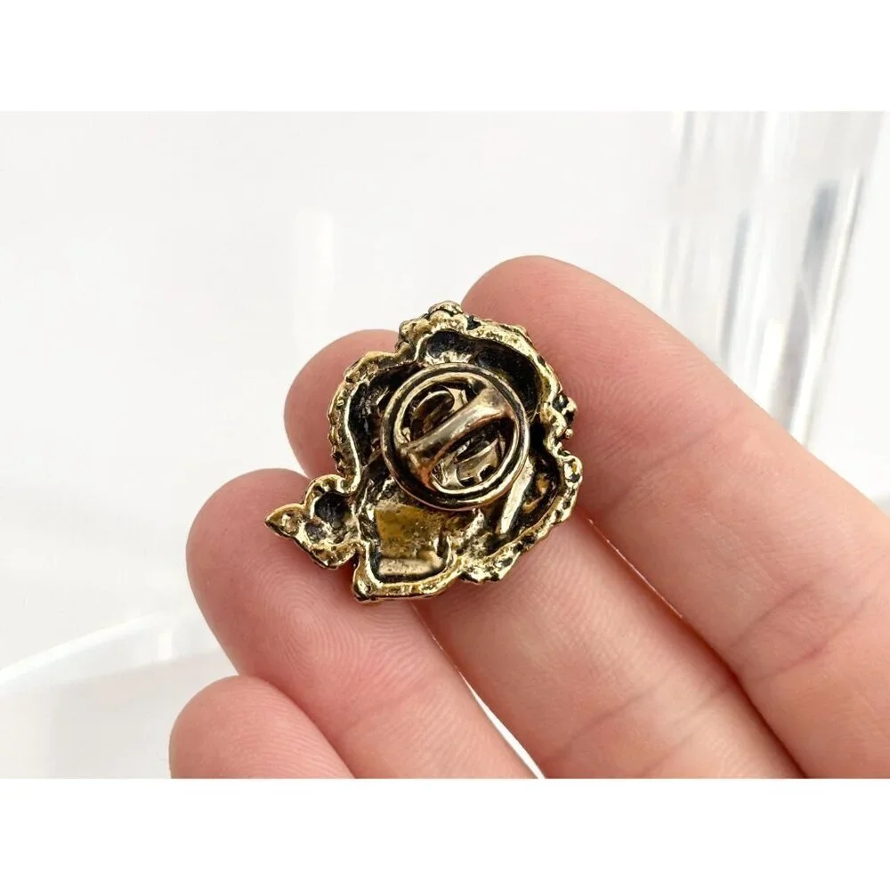 Cherub Angel Dark Gold Toned Carved Tiny Vintage Cute Jewelry Brooch | Lapel Pin